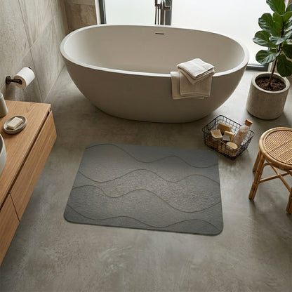 Tapis de bain en diatomite 80 cm - posé en salle de bain