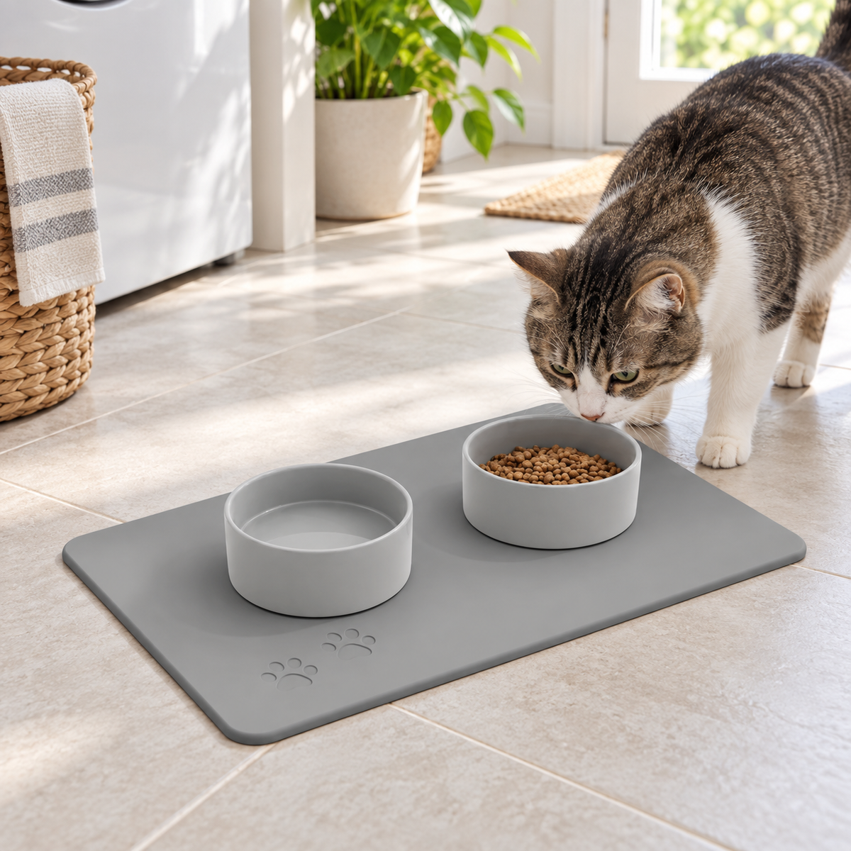 Lot De 2 Gamelles Pour Animaux dans une cuisine lumineuse