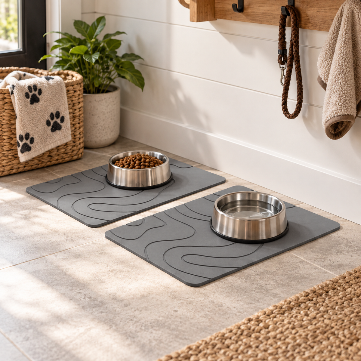 Lot De 2 Tapis Diatomite Pour Animaux – Gris / 30x40cm, Gris / 35x45cm, Gris / 40x60cm dans un espace contemporain pour an…