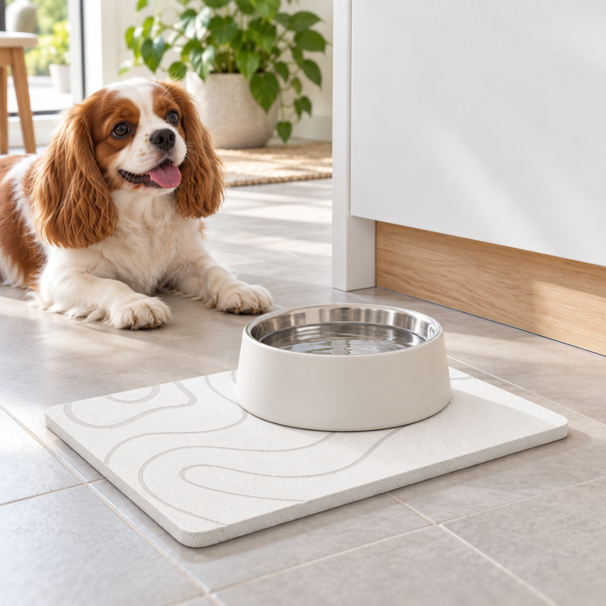 Tapis Diatomite Blanc Pour Animaux – Blanc / 30x40cm, Blanc / 35x45cm, Blanc / 40x60cm dans un espace contemporain pour an…